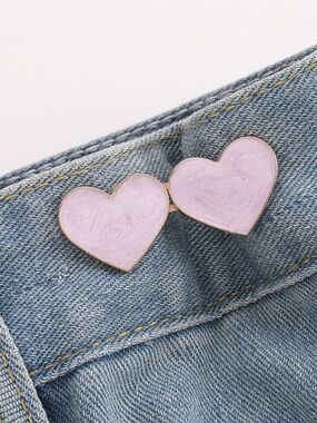 Heart denim Button waist snap buckle pins pants 🩷🩷 tightens loose waistband